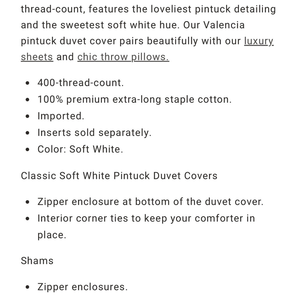 White Valencia Pintuck Luxurious King Duvet Cover and Two King Shams - Picture 11 of 11